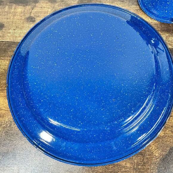 Enamel Ware Blue Speckled Metal Coffee Mug Cup Bowl Plate Cabin Camp Farmhouse - Picture 8 of 13